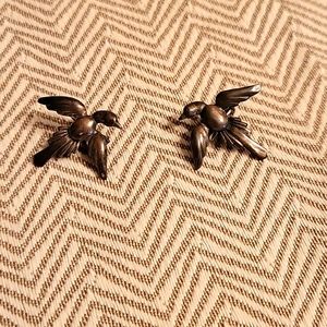Vintage Bird Clip on Earrings Stamped Ster. Pat. 1967965